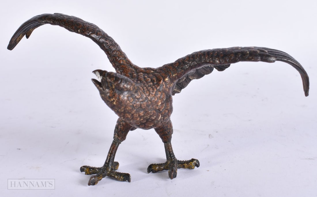 A 19TH CENTURY AUSTRIAN COLD PAINTED BRONZE FIGURE OF AN EAGLE Attributed to Franz Xavier Bergmann. (1 of 6)