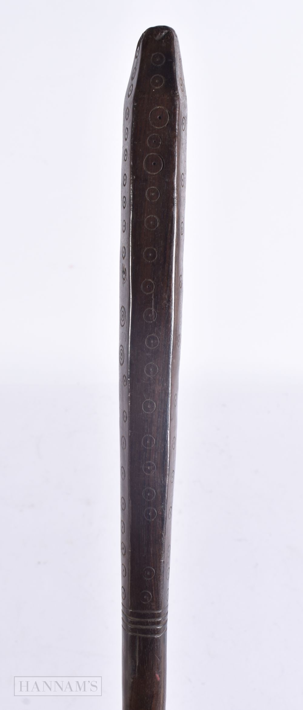 AN AUSTRIAN ABORIGINAL TRIBAL CARVED WOOD STICK. 95 cm long. (1 of 7)