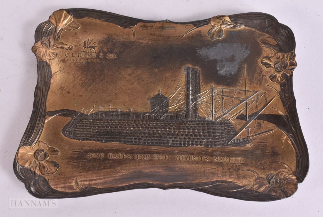 A RARE ANTIQUE AMERICAN C L BYRD & CO MEMPHIS STEAM SHIP DISH. 16 cm x 12 cm. (1 of 6)