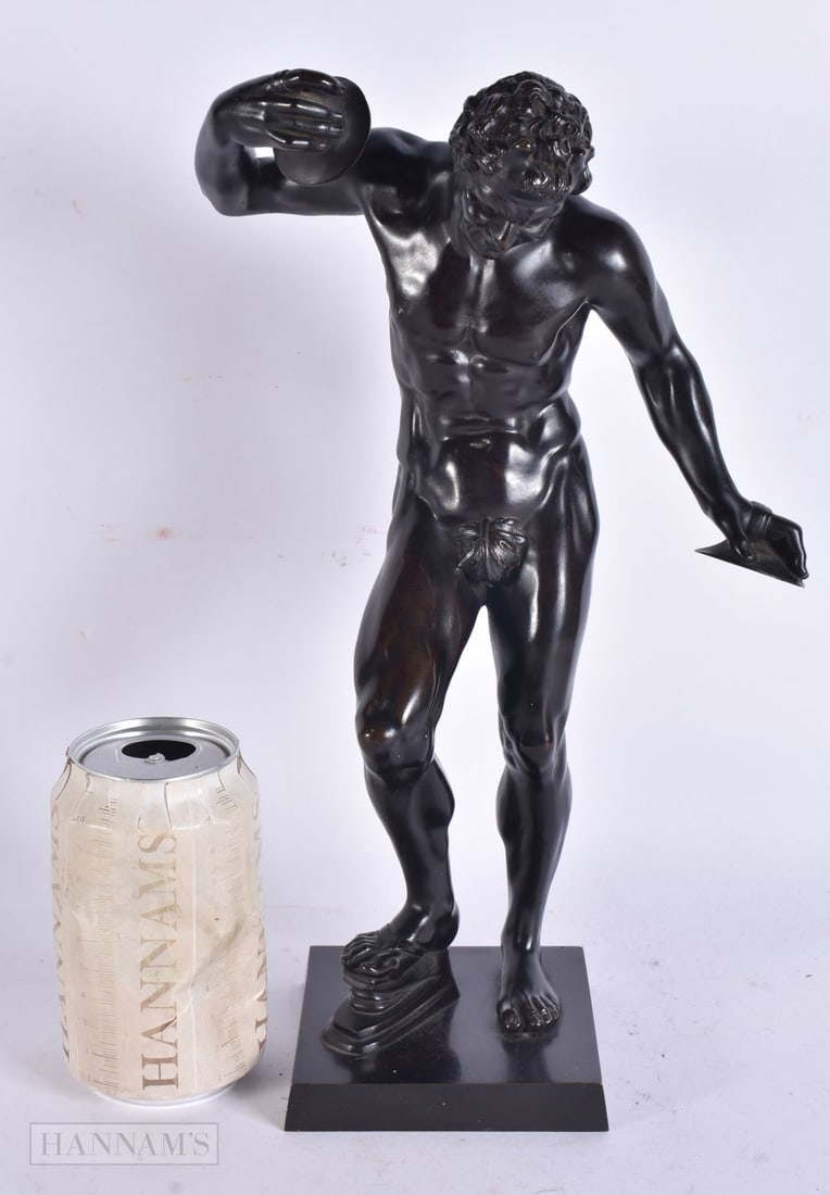 A FINE 19TH CENTURY GRAND TOUR BRONZE FIGURE OF THE DANCING FAWN modelled holding cymbals. 33 cm hig (1 of 7)