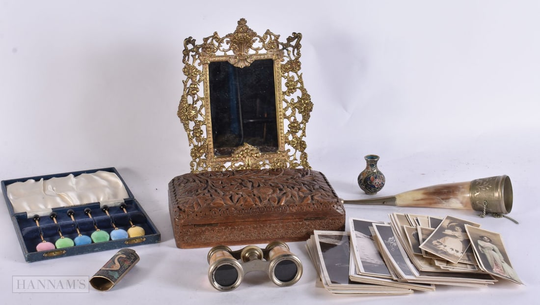 Desk Antique Vintage Collection Inc Opera Glasses Guilloche Enamel Spoon Set. (qty) (1 of 7)