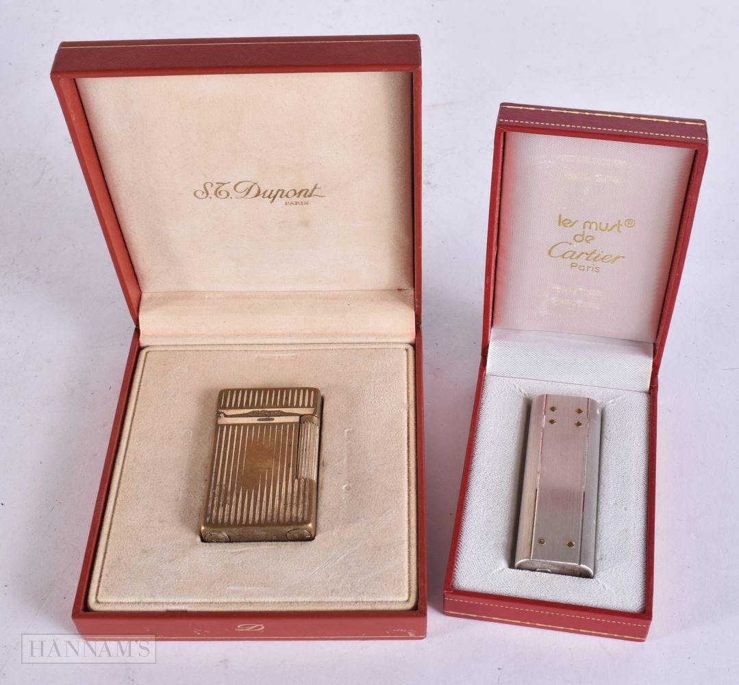 Vintage Cartier Santos Pocket Lighter Palladium Finish Model 1980 24k Gold Screw & St Dupont Silver (1 of 4)