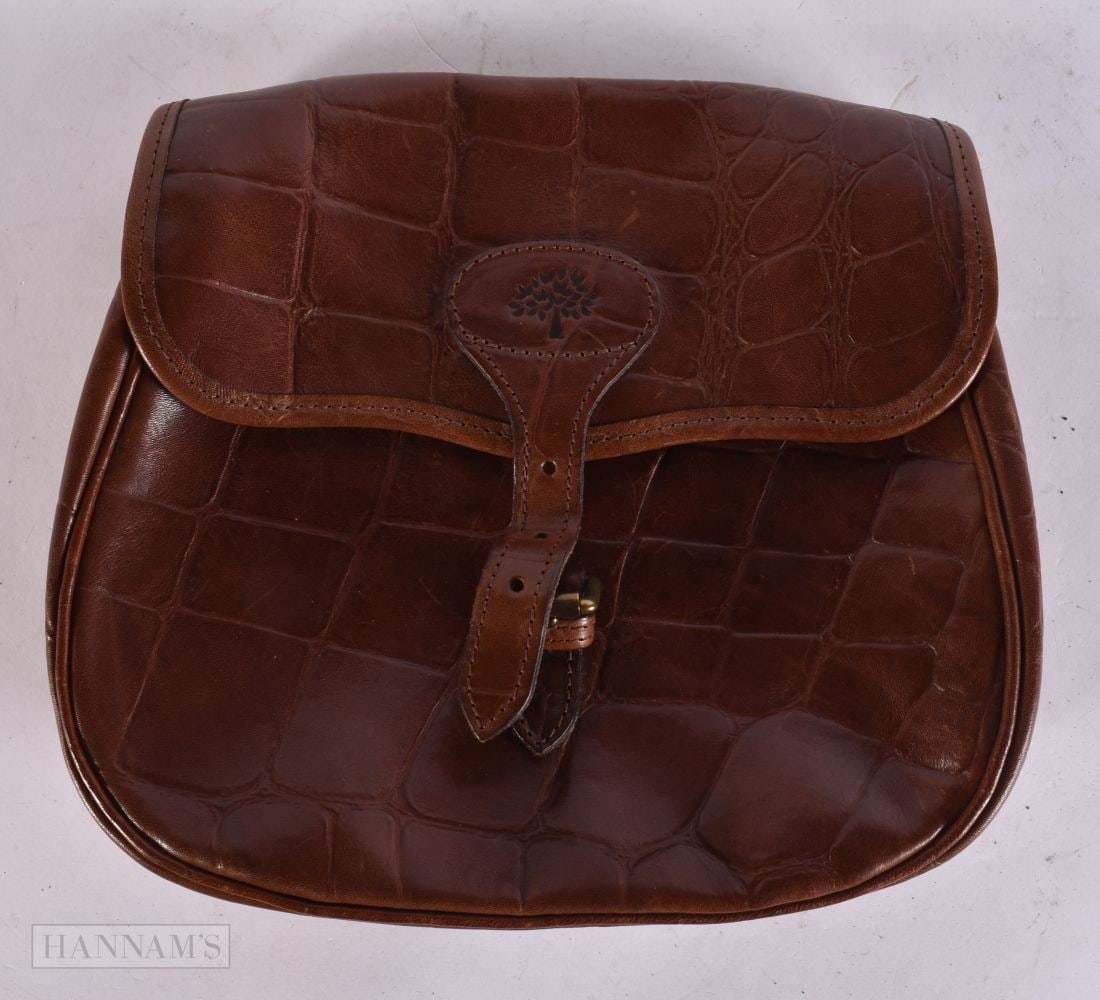 Vintage Mulberry Croc Embossed Leather Saddle Crossbody Bag. 25 cm x 18 cm.: Vintage Mulberry Croc Embossed Leather Saddle Crossbody Bag. 25 cm x 18 cm.