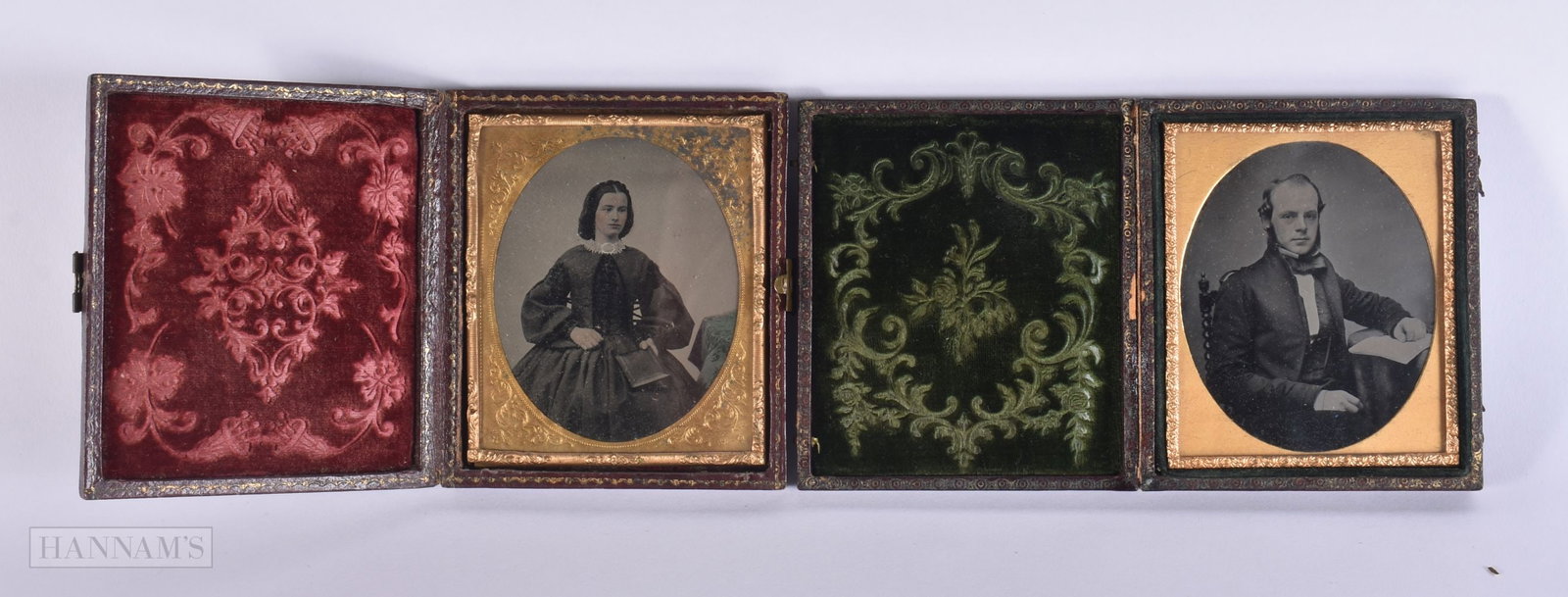 TWO VICTORIAN DAGUERREOTYPES. 9 cm x 8.5 cm. (2) (1 of 2)
