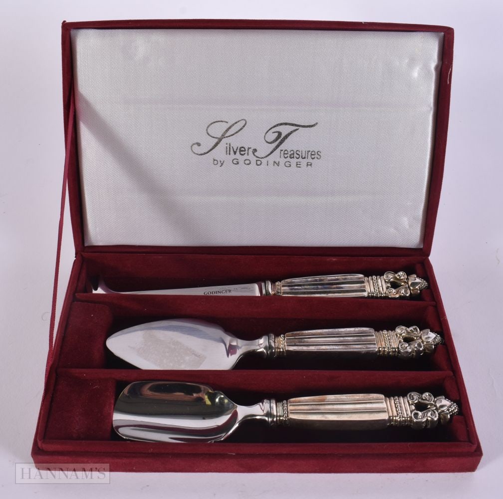 A DANISH GODINGER SET OF FLATWARE. 15 cm long. (3) (1 of 3)