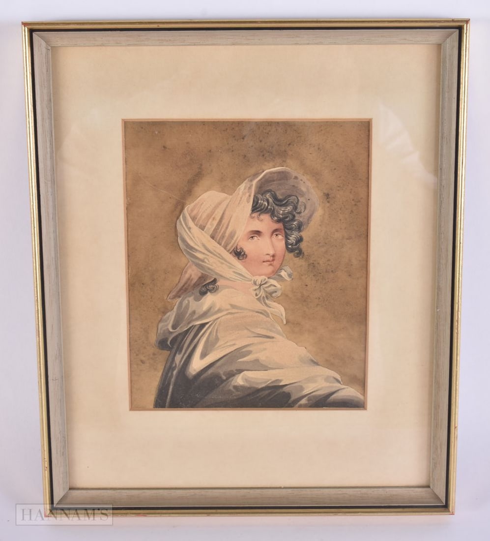 English School (19th Century) Watercolour, Female. 30 cm x 22 cm, image 17.5 cm x 13.5 cm. (1 of 7)