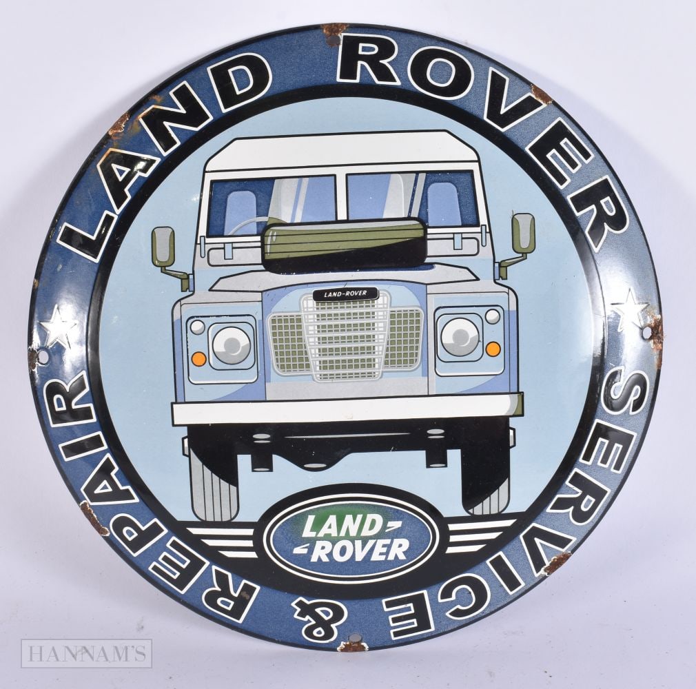 AN ENAMEL LAND ROVER SERVICE SIGN. 28 cm wide. (1 of 4)