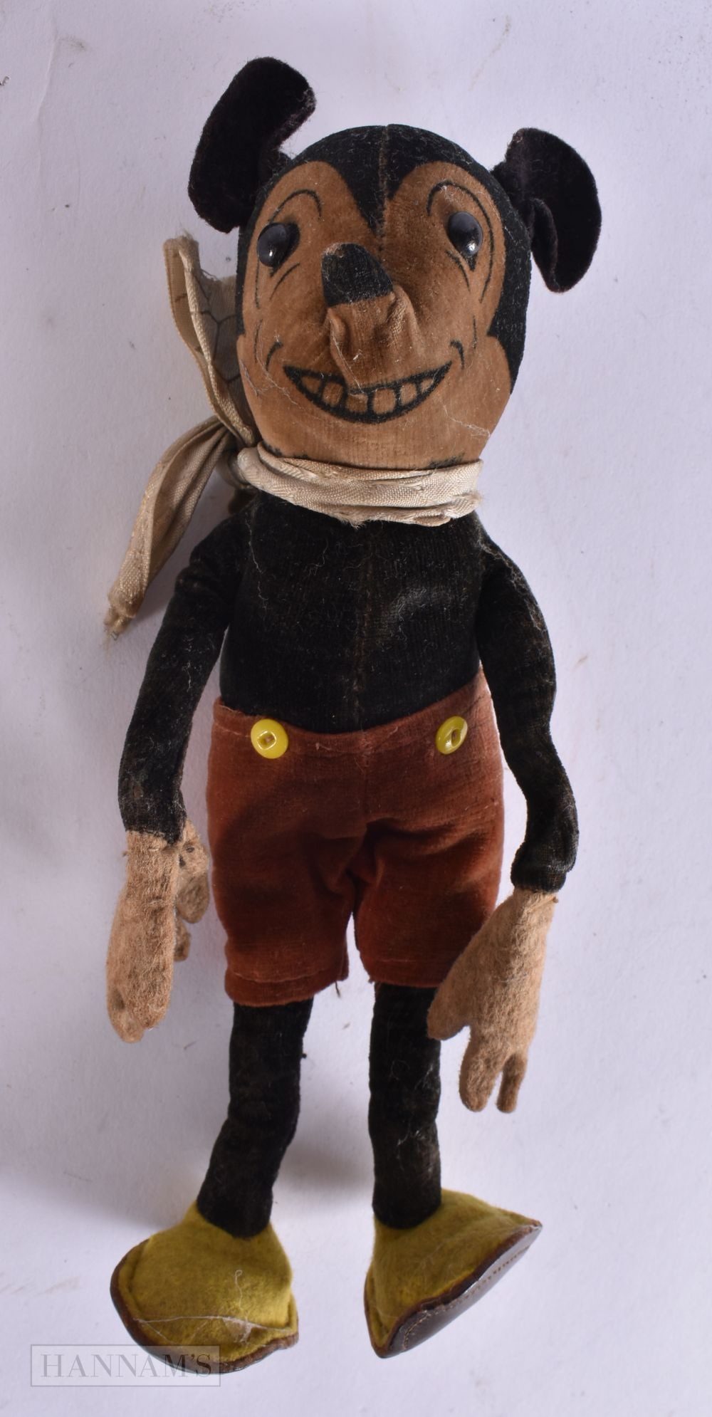 AN EARLY MICKEY MOUSE DOLL. 19 cm long. (1 of 4)