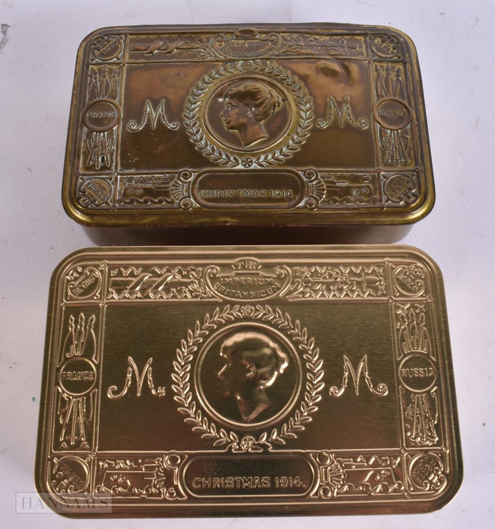 TWO CHRISTMAS TINS one military. (2) (1 of 5)