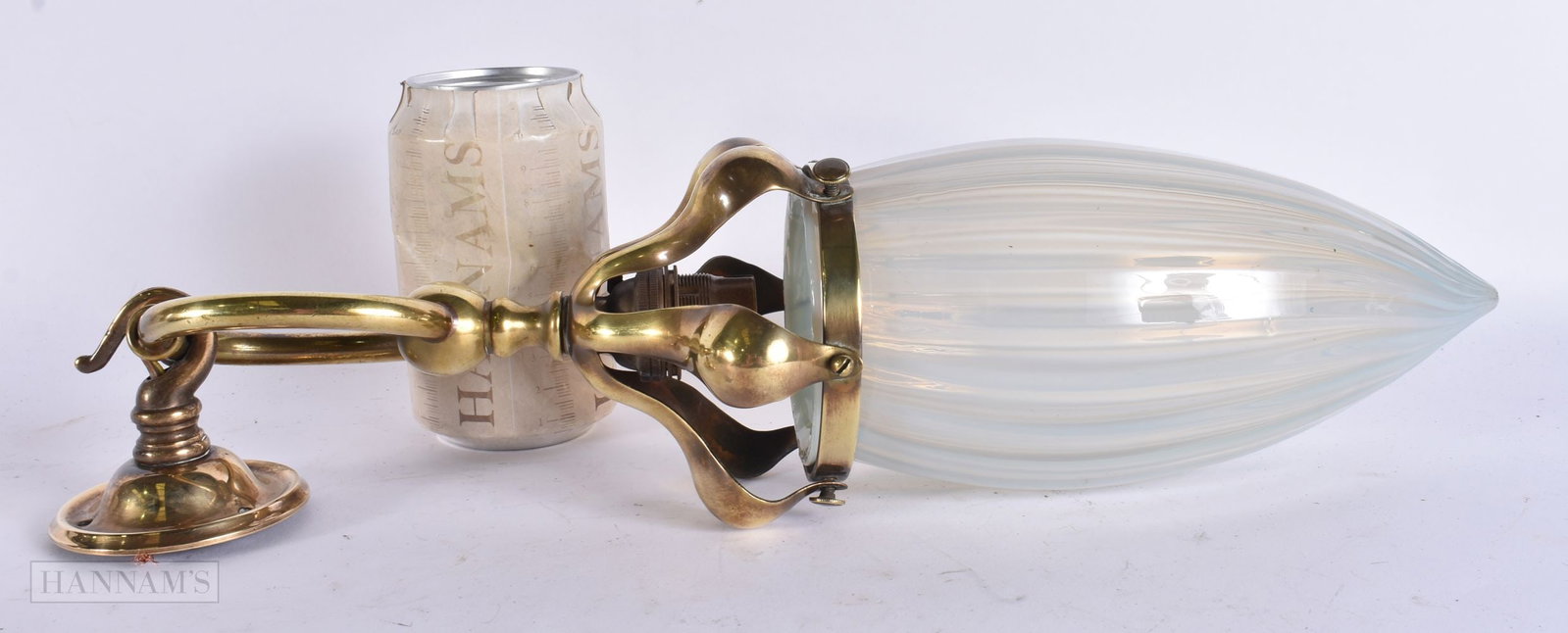 A LOVELY ART NOUVEAU BRASS AND OPALESCENT GLASS HANGING LANTERN. 38 cm long excluding gimble.: A LOVELY ART NOUVEAU BRASS AND OPALESCENT GLASS HANGING LANTERN. 38 cm long excluding gimble.