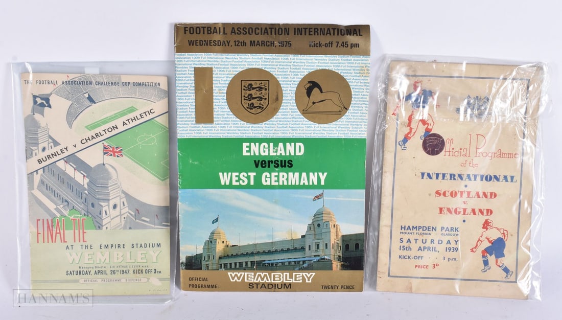 THREE VINTAGE FOOTBALL PROGRAMMES. (3) (1 of 5)