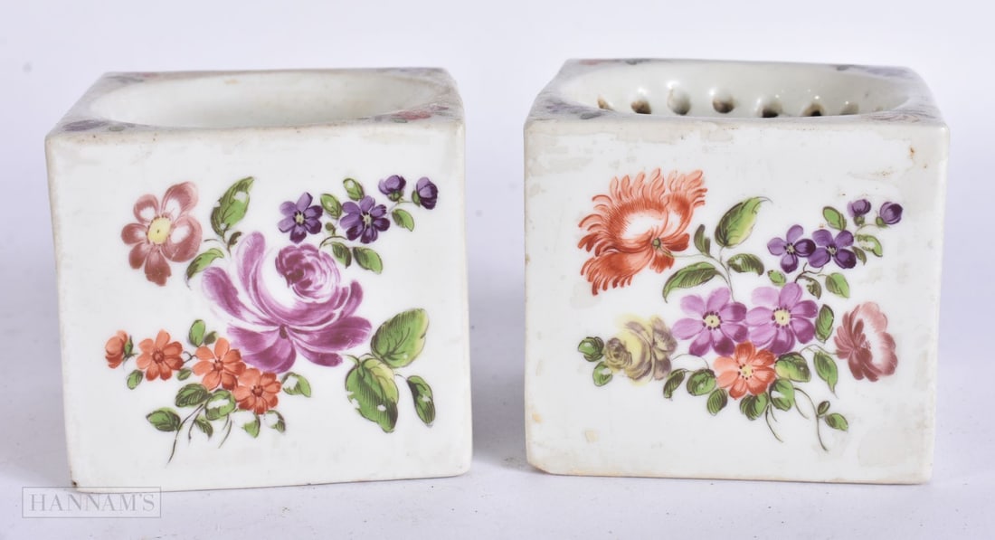 TWO 18TH CENTURY VIENNA PORCELAIN DESK ITEMS. 6.75 cm square. (2) (1 of 4)