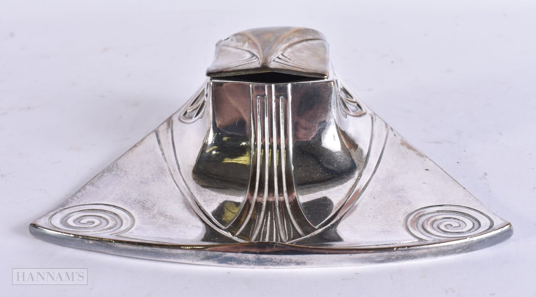 A WMF SILVER PLATED INKWELL. 15 cm x 10 cm. (1 of 6)