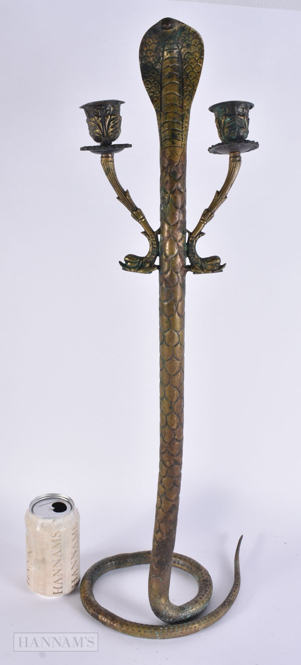 A LARGE EARLY 20TH CENTURY INDIAN BRONZE COBRA CANDELABRA. 60 cm high. (1 of 4)