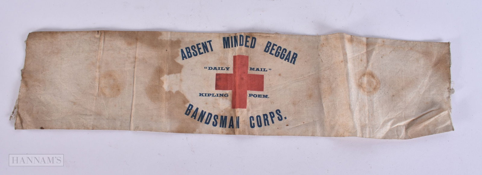 A RARE BOER WAR 1899 FUNDRAISING POEM BRASSARD. 34 cm long. (1 of 3)