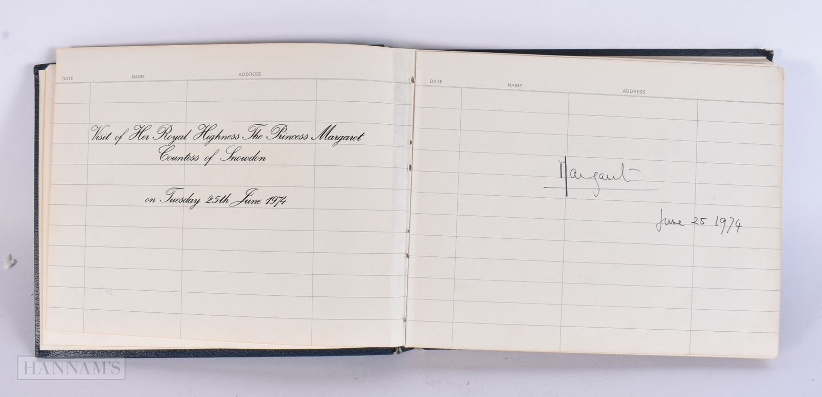 AN INTERESTING ROYAL RELATED SIGNED VISITORS BOOK including Princess Margaret, Air Commodore Jones e (1 of 8)