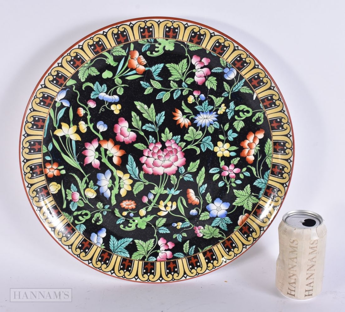 A LARGE MINTON ART POTTERY DISH. 38 cm wide.: A LARGE MINTON ART POTTERY DISH. 38 cm wide.