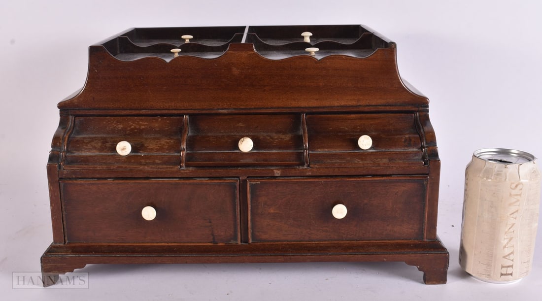 AN 18TH CENTURY CONTINENTAL DESK TIDY with bone handles. 36 cm x 22 cm x 22 cm. (1 of 5)