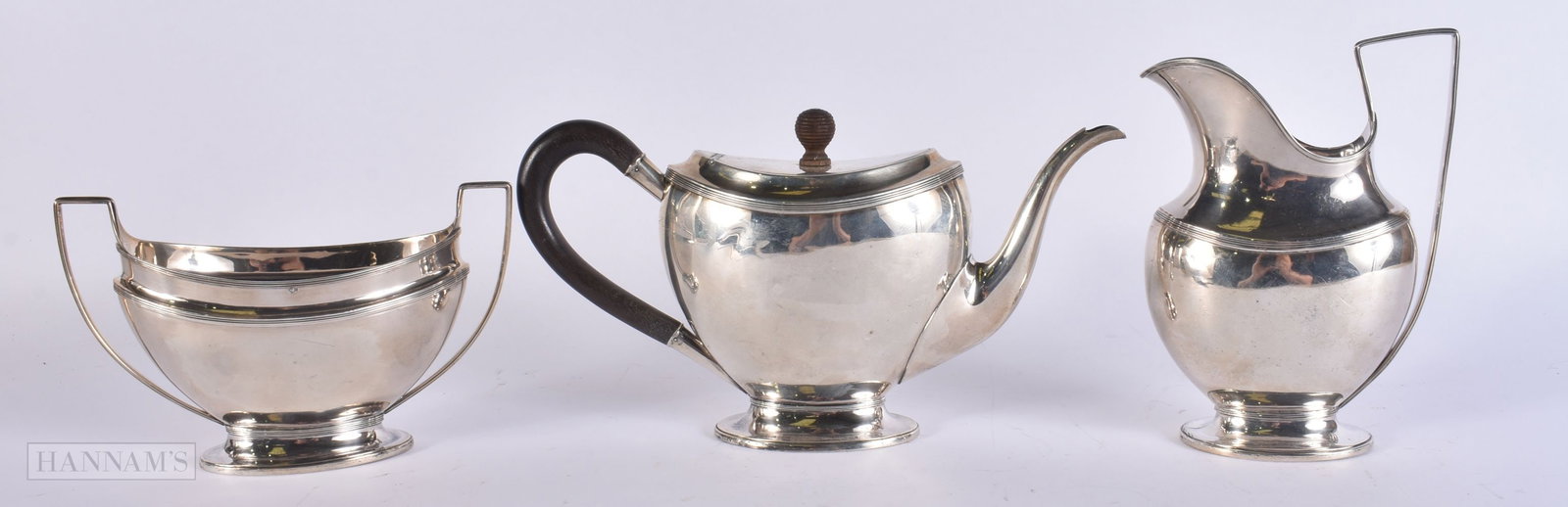 AN ANTIQUE DUTCH SILVER TEASET. 810 grams. Largest 20 cm wide. (3) (1 of 6)