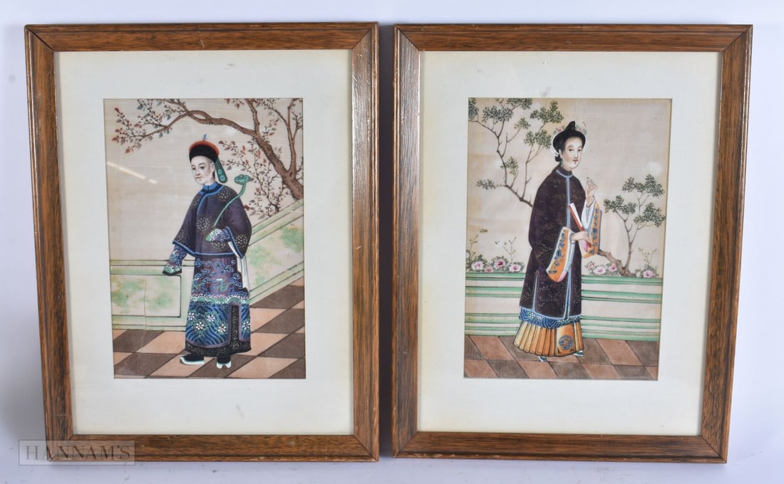 A PAIR OF 19TH CENTURY CHINESE PITH PAPER PAINTINGS Qing. 34 cm x 27 cm. (1 of 10)