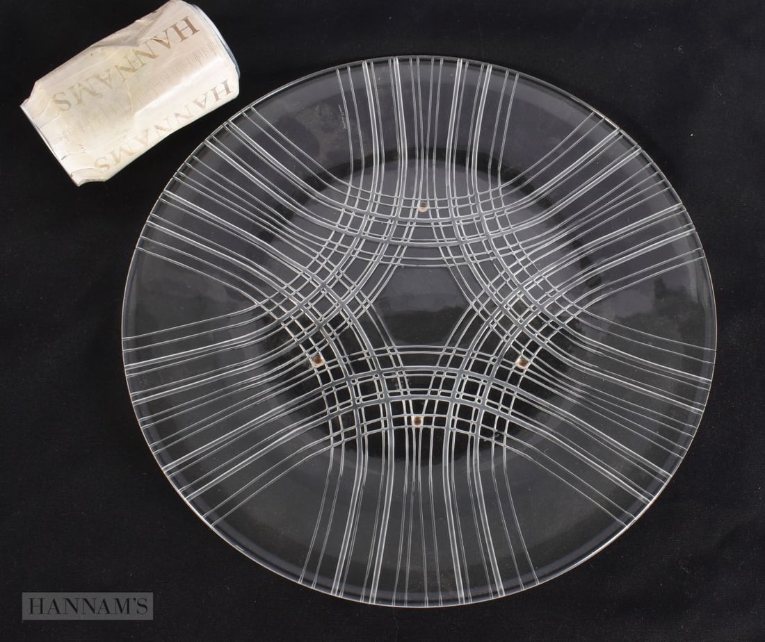 A LARGE FRENCH LALIQUE GLASS DISH. 32 cm wide. (1 of 5)