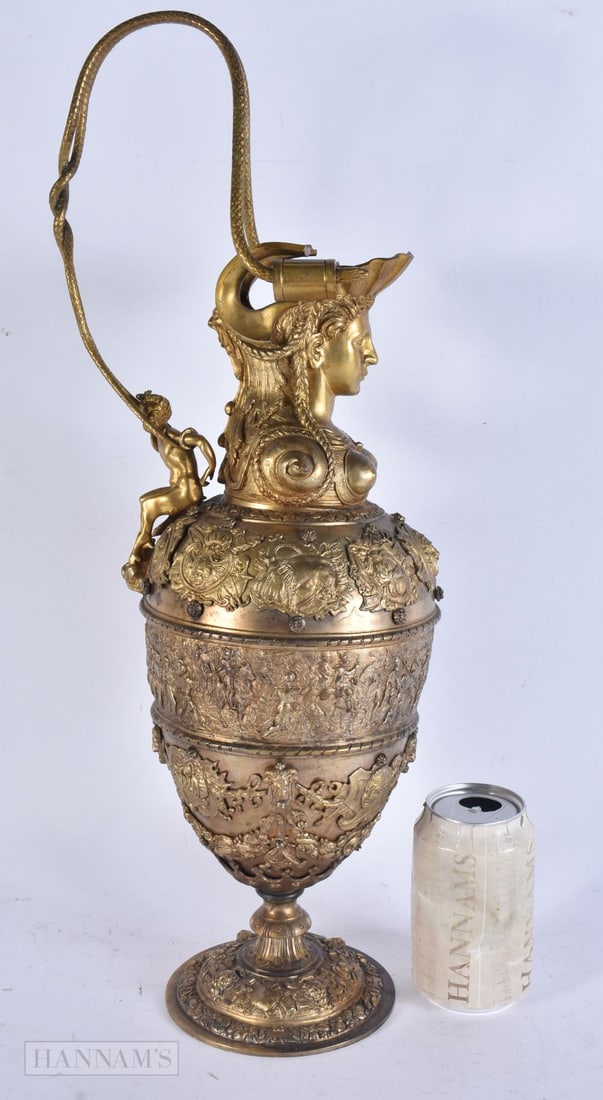 AN UNUSUAL 19TH CENTURY RENAISSANCE STYLE ELKINGTON EWER. 50 cm high.: AN UNUSUAL 19TH CENTURY RENAISSANCE STYLE ELKINGTON EWER. 50 cm high.
