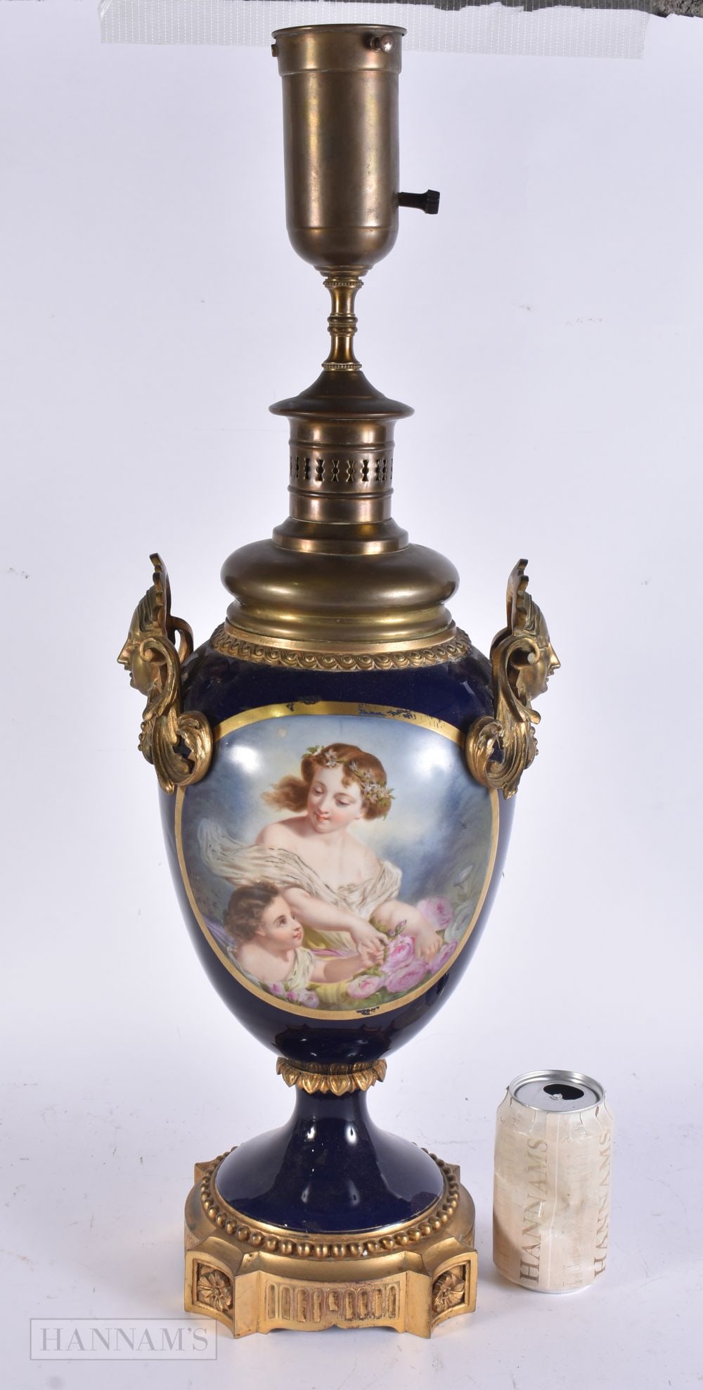 A LARGE ANTIQUE PORCELAIN BRONZE MOUNTED LAMP. 62 cm high. (1 of 5)