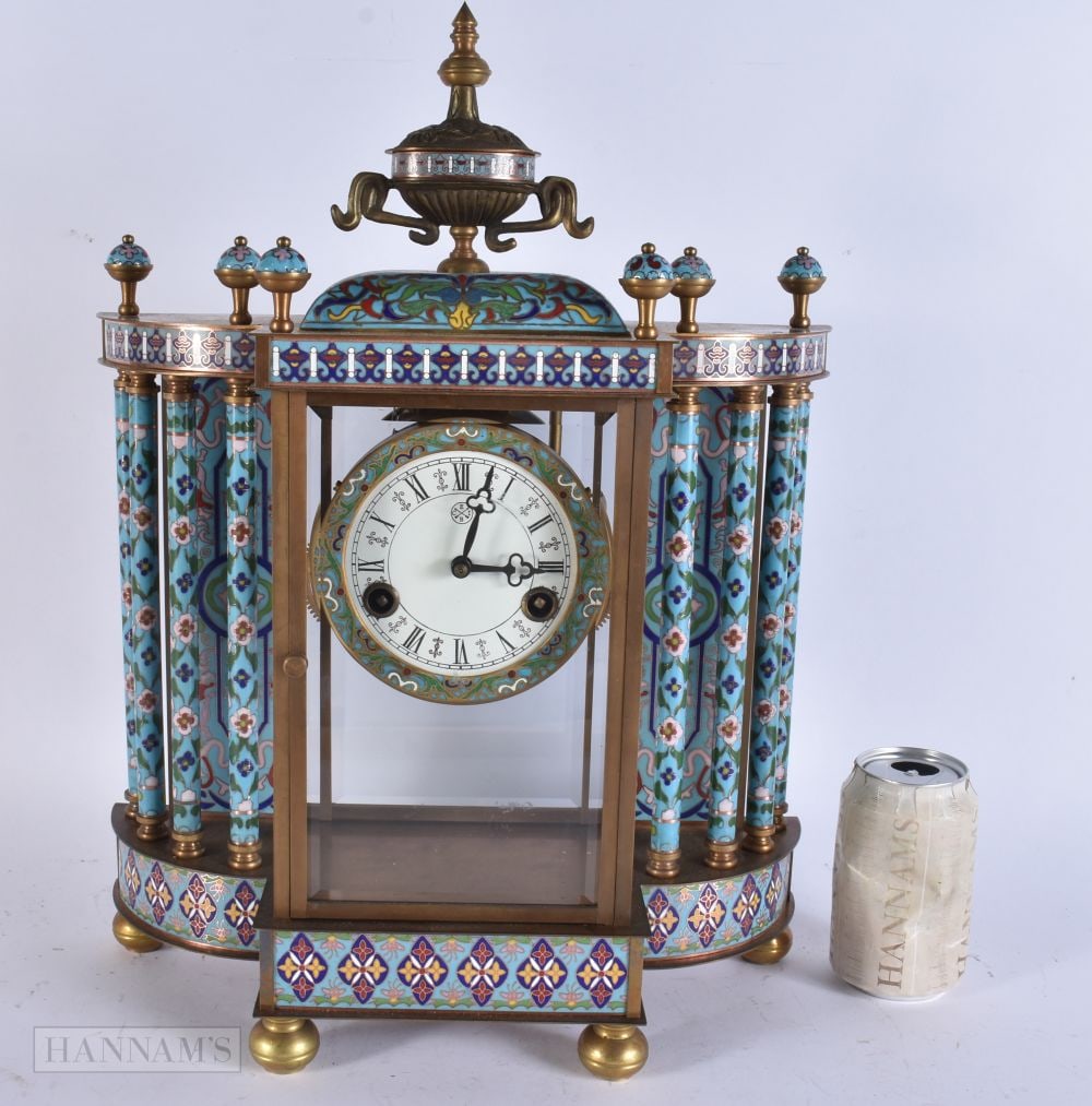 A CLOISONNE ENAMEL CLOCK. 45 cm x 35 cm.: A CLOISONNE ENAMEL CLOCK. 45 cm x 35 cm.