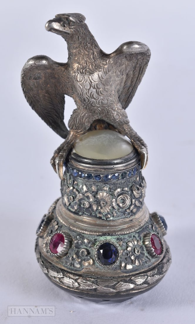 A FINE 19TH CENTURY AUSTRO HUNGARIAN SILVER AND STONE SEAL. 160.7 grams. 8 cm x 4.75 cm. (1 of 4)