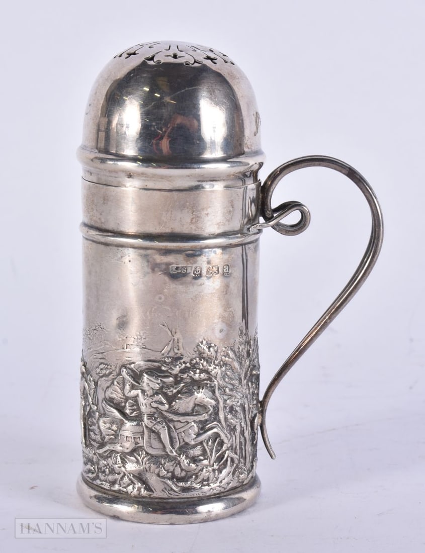 AN ANTIQUE SILVER SUGAR SIFTER. 119 grams. 13 cm high. (1 of 5)