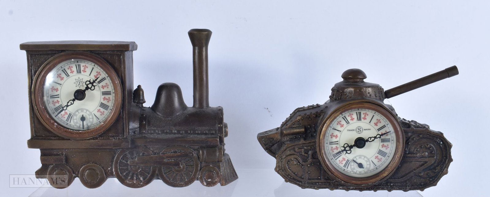 TWO UNUSUAL CONTINENTAL CLOCKS. Running. 16 cm wide. (2) (1 of 5)