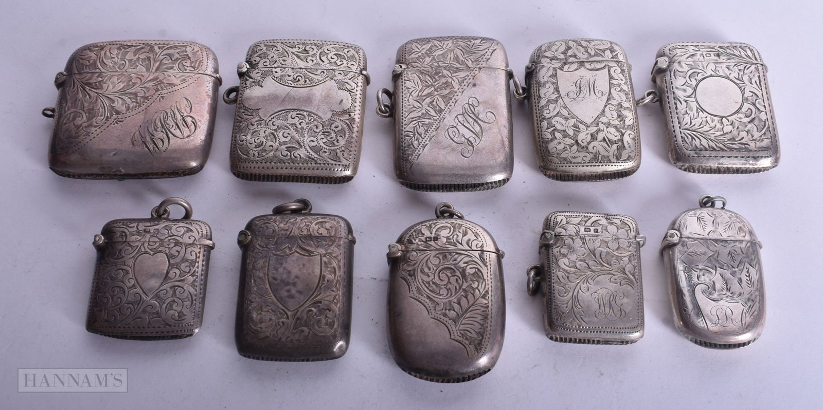 TEN ANTIQUE SILVER VESTA CASES. 217 grams. (10) (1 of 5)