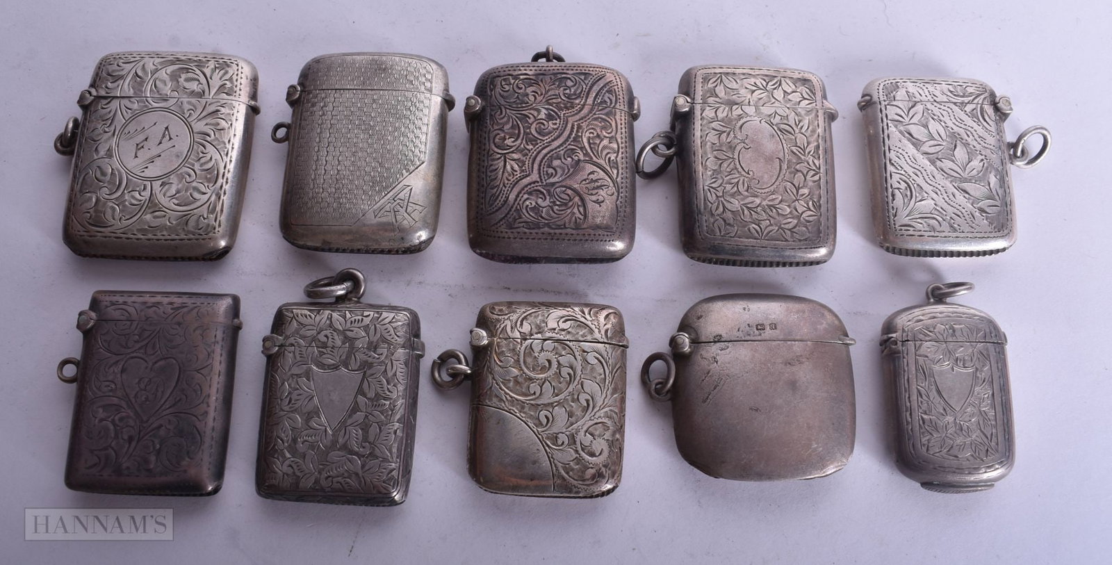 TEN ANTIQUE SILVER VESTA CASES. 208 grams. (10) (1 of 5)