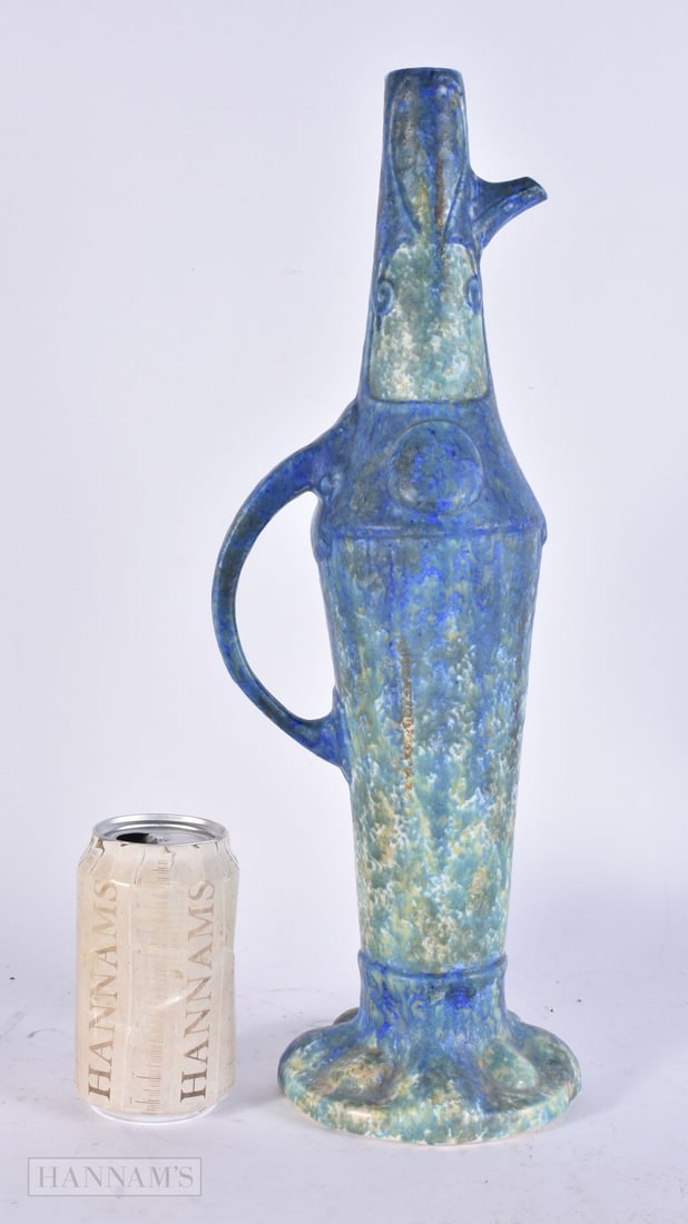 AN UNUSUAL BRETBY POTTERY EWER. 41 cm high. (1 of 4)