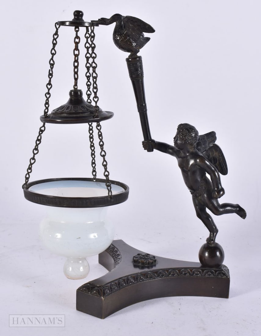 A RARE 19TH CENTURY GRAND TOUR BRONZE AND OPALESCENT GLASS LANTERN. 21 cm x 12 cm. (1 of 3)