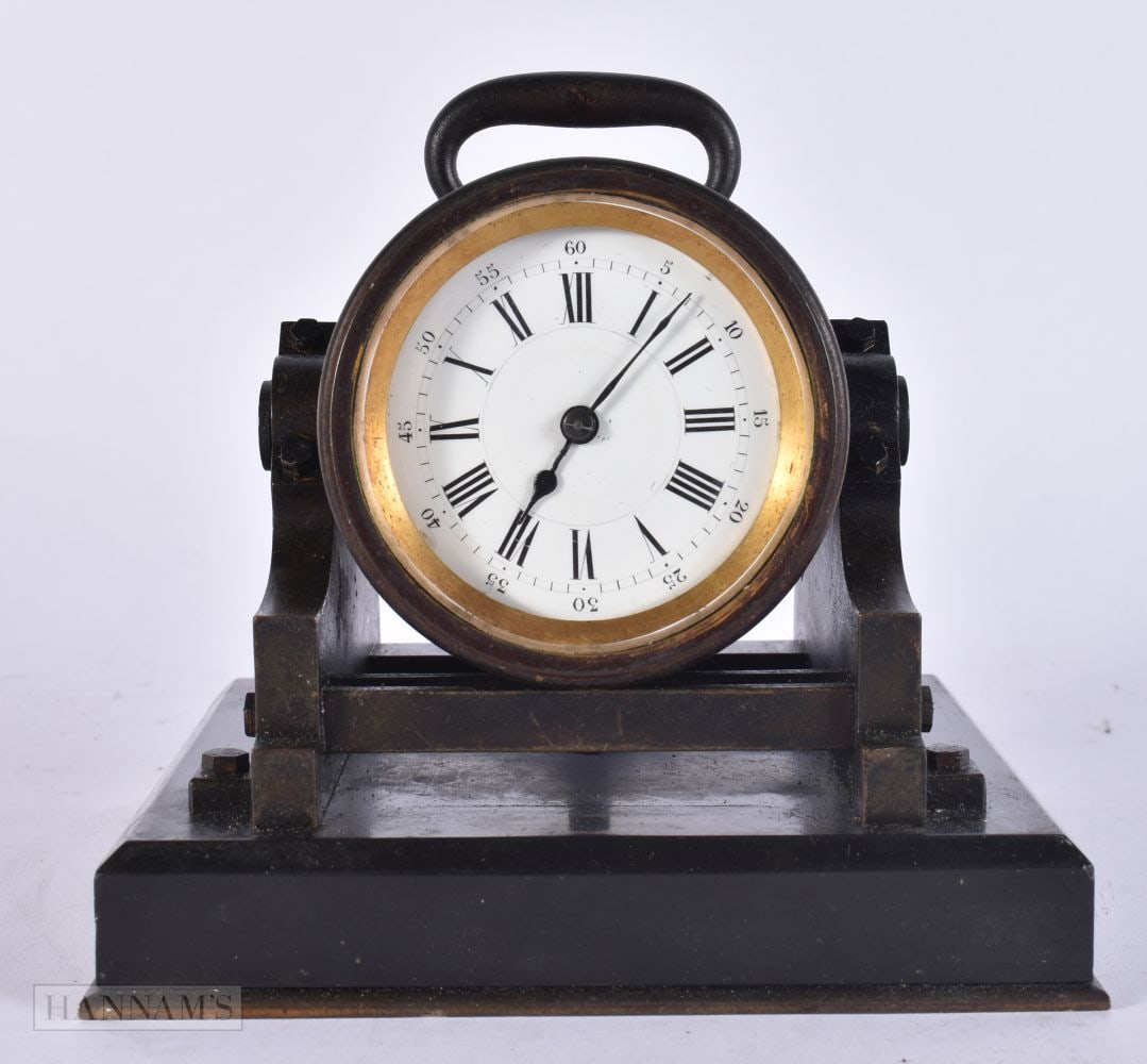 A RARE 19TH CENTURY FRENCH INDUSTRIAL MILITARY INTEREST MORTAR CLOCK. 14 cm x 12 cm. (1 of 5)