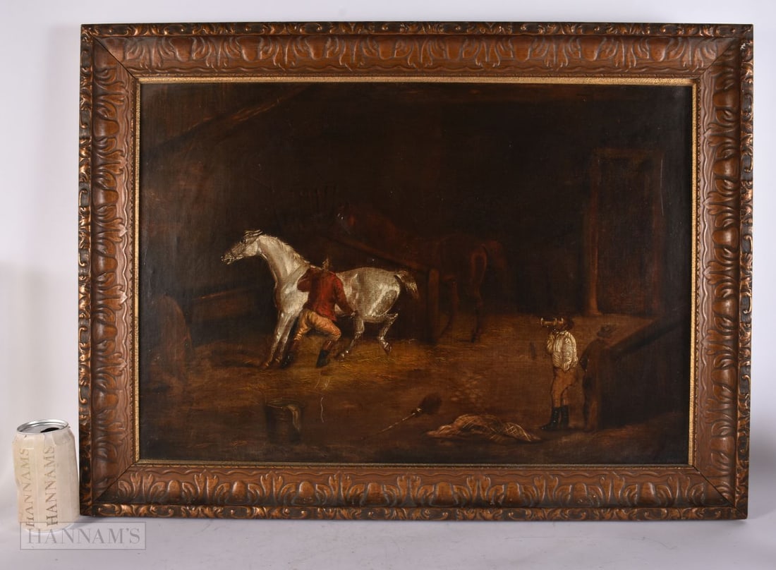 English School (Early 19th Century) Oil on canvas, Stable interior. 76 cm x 56 cm, image 68 cm x 42 (1 of 4)