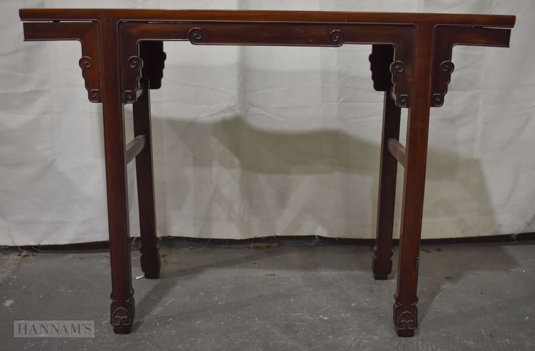 A LATE 19TH CENTURY CHINESE HUANGHUALI AND HONGMU ALTAR TABLE Late Qing. 111 cm x 33 cm x 78 cm. (1 of 7)