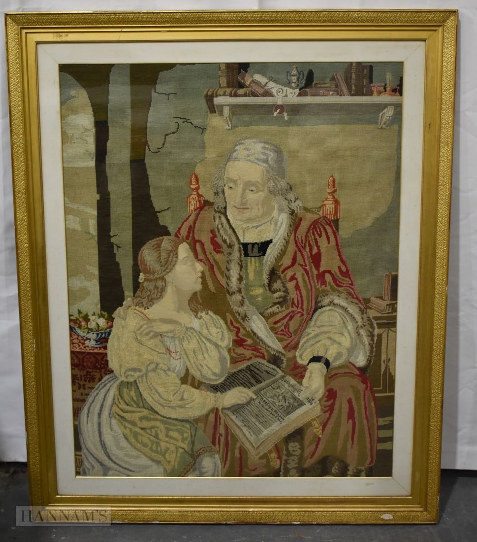 A LARGE VICTORIAN WOOLWORK TAPESTRY. 129 cm x 105 cm. (1 of 7)