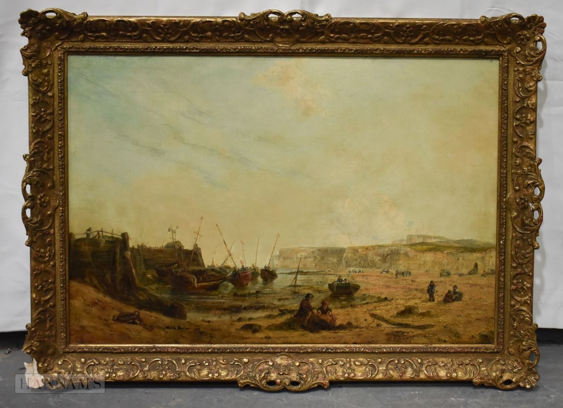 English School (Mid 19th Century) Oil on canvas, Beach scene. 86 cm x 62 cm. (1 of 5)
