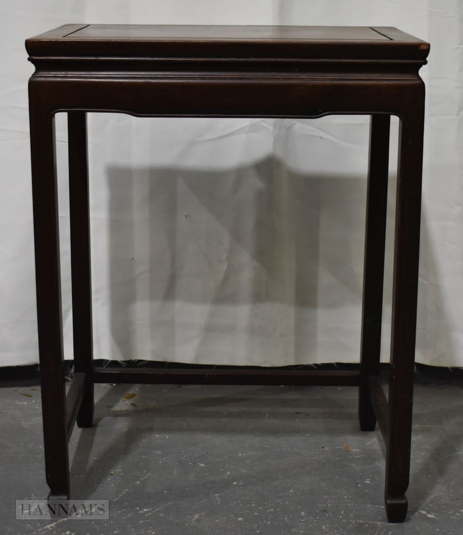 A CHINESE HARDWOOD TABLE. 51 cm x 36cm x 66 cm. (1 of 4)