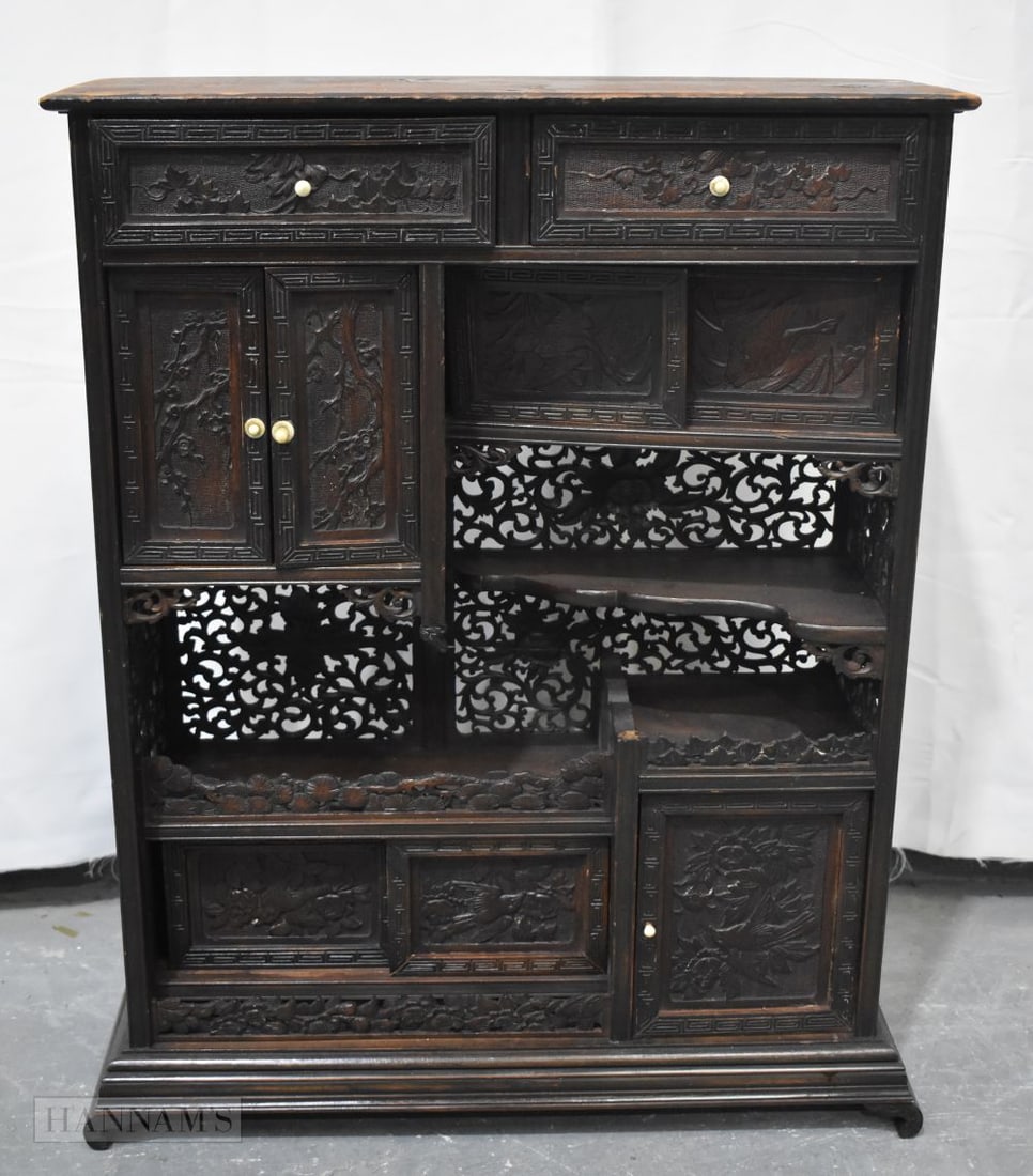 AN EARLY 20TH CENTURY JAPANESE MEIJI PERIOD SCHOLARS CABINET. 53 cm x 18 cm x 69 cm.: AN EARLY 20TH CENTURY JAPANESE MEIJI PERIOD SCHOLARS CABINET. 53 cm x 18 cm x 69 cm.