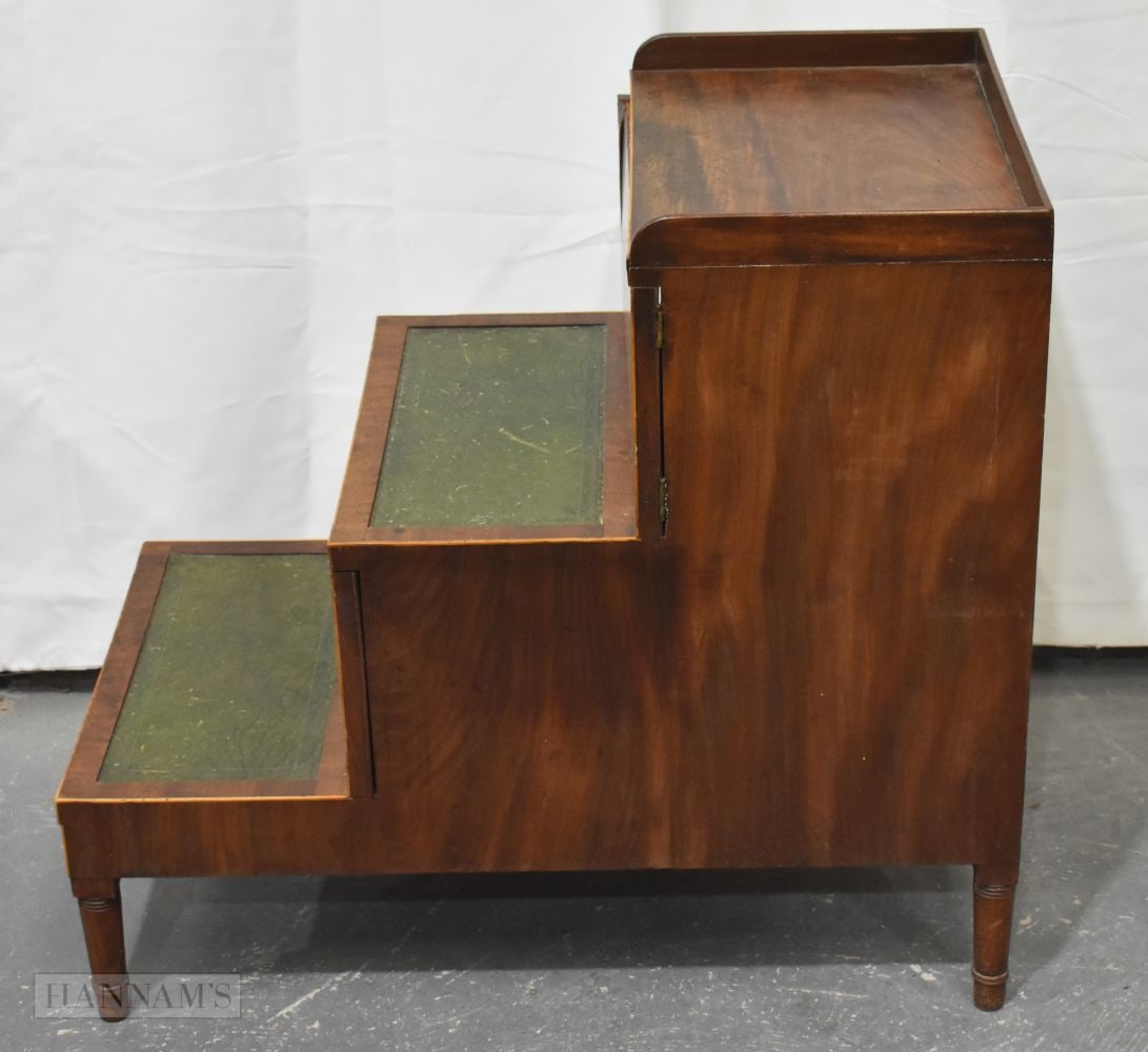 A CAMPAIGN STYLE SET OF LIBRARY STEPS CHAMBER POT BIDET. 75 cm x 43 cm x 70 cm. (1 of 5)