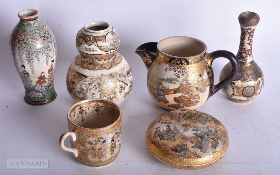 A COLLECTION OF JAPANESE SATSUMA WARES. 12.5 cm high. (6) (1 of 3)