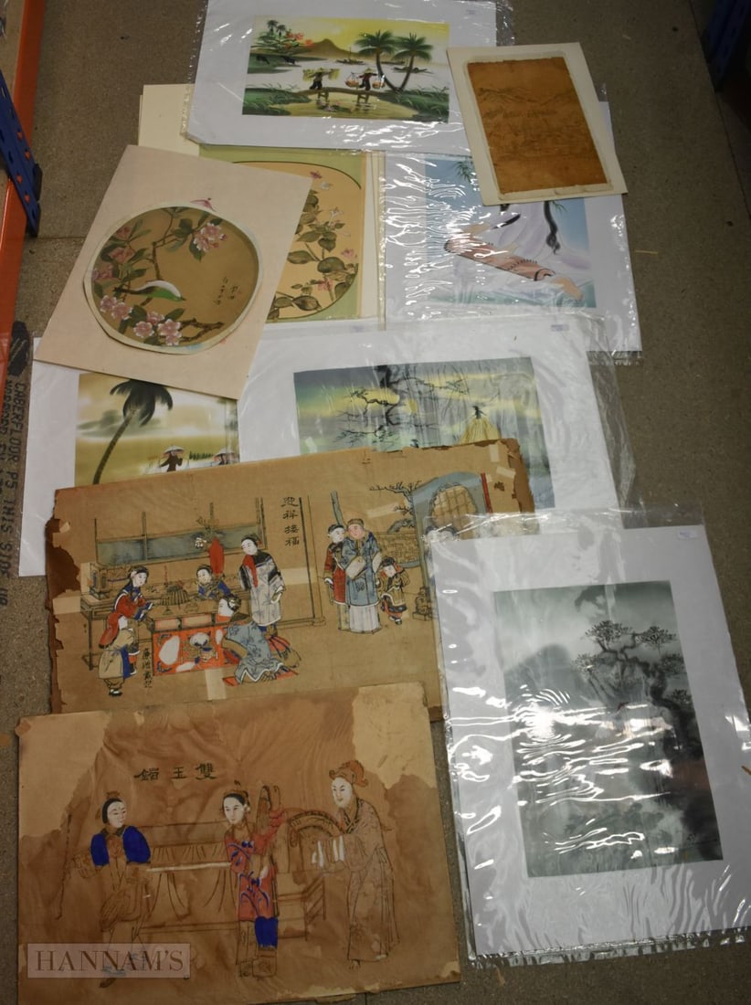 A COLLECTION OF CHINESE PAINTINGS AND PRINTS. Largest 57x 33 cm (qty) (1 of 4)