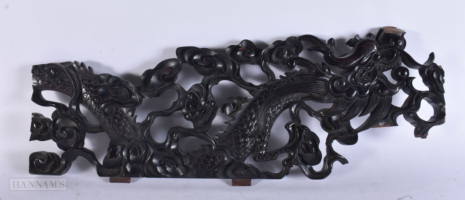 A 19TH CENTURY CHINESE CARVED HARDWOOD DRAGON PLAQUE Qing. 55 cm x 20 cm.: A 19TH CENTURY CHINESE CARVED HARDWOOD DRAGON PLAQUE Qing. 55 cm x 20 cm.