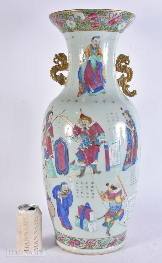 A LARGE 19TH CENTURY CHINESE FAMILLE ROSE WU SHANG PU PORCELAIN VASE Qing, painted with figures and: A LARGE 19TH CENTURY CHINESE FAMILLE ROSE WU SHANG PU PORCELAIN VASE Qing, painted with figures and calligraphy. 60 cm x 18 cm.