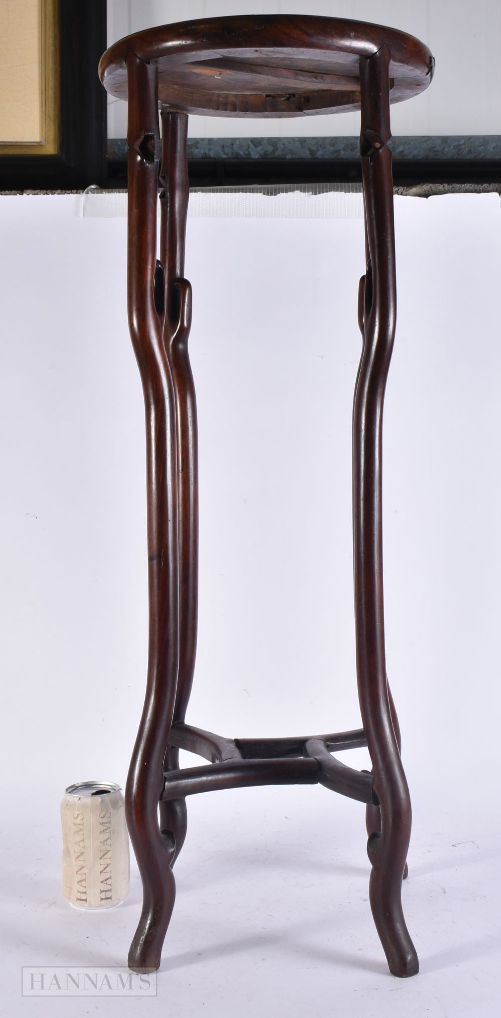 A 19TH CENTURY CHINESE CARVED HUANGHUALI WOOD SLENDER STAND Late Qing. 82 cm x 28 cm.: A 19TH CENTURY CHINESE CARVED HUANGHUALI WOOD SLENDER STAND Late Qing. 82 cm x 28 cm.