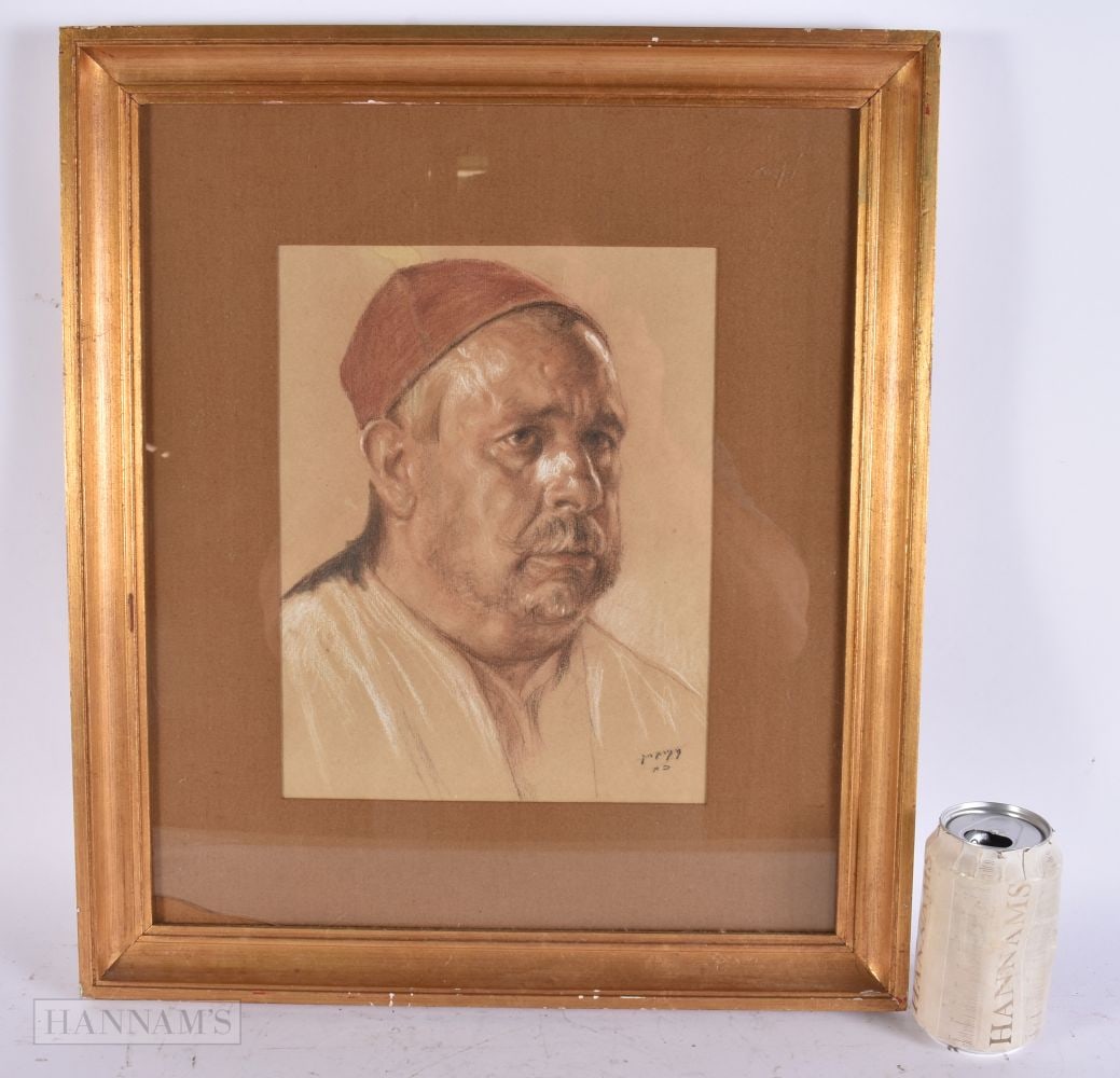 Middle Eastern School (Early 20th Century) Pastel, Portrait of a male. 48 cm x 38 cm, image 28.5 cm (1 of 6)