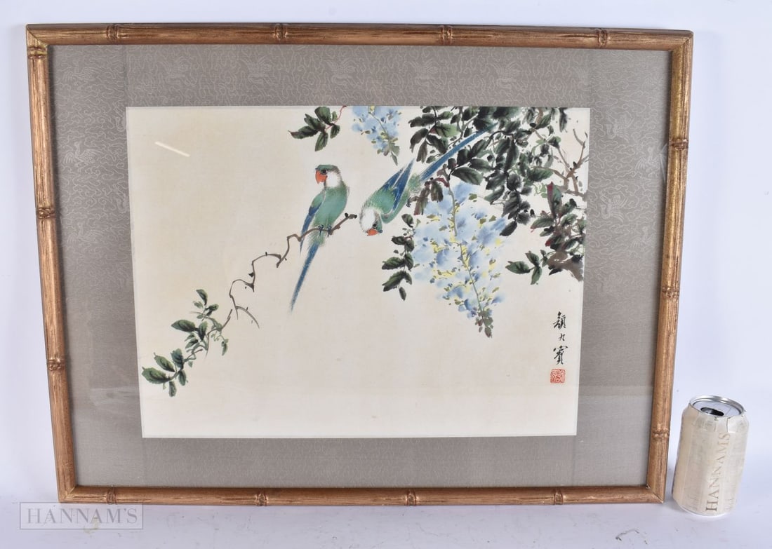 Chinese School (Early 20th Century) Watercolour/Ink painting, Birds amongst foliage. 64 cm x 48 cm, (1 of 6)